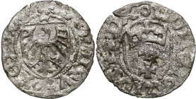 Medieval coins
POLSKA / POLAND / POLEN / SCHLESIEN

Kazimierz IV Jagiellończyk (1446-1492). Szeląg, Gdansk / Danzig 

Aw.: Tarcza z ukoronowanym ...