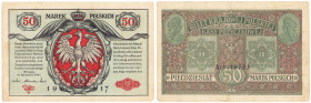 Polish banknotes 1794-1948
POLSKA / POLAND / POLEN / POLOGNE / POLSKO

50 marek (mark) polskich 1916 seria A - jenerał, Biletów 

Odmiana z zapis...