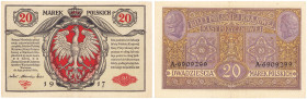 Polish banknotes 1794-1948
POLSKA / POLAND / POLEN / POLOGNE / POLSKO

20 marek (mark) polskich 1916 seria A, Generał 

Przyjemny egzemplarz z wy...