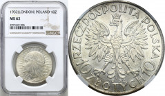 Poland II Republic
POLSKA / POLAND / POLEN / POLOGNE / POLSKO

II RP. 10 zlotych 1932 głowa kobiety (bez znaku), Londyn NGC MS62 

Piękny, mennic...