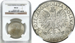Poland II Republic
POLSKA / POLAND / POLEN / POLOGNE / POLSKO

II RP. 10 zlotych 1932 głowa kobiety (bez znaku), Londyn NGC MS62 

Piękny, mennic...