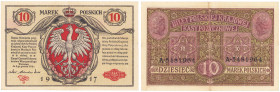 Polish banknotes 1794-1948
POLSKA / POLAND / POLEN / POLOGNE / POLSKO

10 marek (mark) polskich 1916 seria A - Generał, biletów – RARE 

Odmiana ...