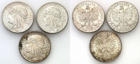 Poland II Republic
POLSKA / POLAND / POLEN / POLOGNE / POLSKO

II RP. 10 zlotych 1932, 1933 głowa kobiety, set 3 coins 

Rocznik 1932 w wariancie...