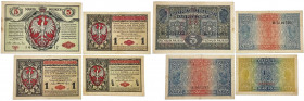 Polish banknotes 1794-1948
POLSKA / POLAND / POLEN / POLOGNE / POLSKO

1/2 marki polskiej do 5 marek (mark) 1916, set 4 banknotes 

- 1/2 marki p...