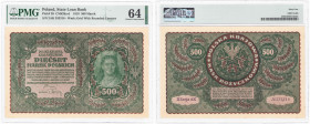 Polish banknotes 1794-1948
POLSKA / POLAND / POLEN / POLOGNE / POLSKO

500 marek (mark) polskich 1919, seria II-AK, PMG 64 - BEAUTIFUL 

Pięknie ...