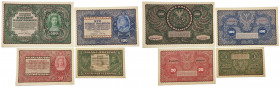 Polish banknotes 1794-1948
POLSKA / POLAND / POLEN / POLOGNE / POLSKO

1/2 do 5.000 marek (mark) polskich 1919, set 4 banknotes 

- 5 marek polsk...