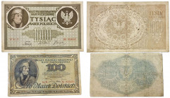 Polish banknotes 1794-1948
POLSKA / POLAND / POLEN / POLOGNE / POLSKO

100 i 1.000 marek (mark) polskich 1919, set 2 banknotes 

100 marek w stan...