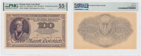 Polish banknotes 1794-1948
POLSKA / POLAND / POLEN / POLOGNE / POLSKO

100 marek (mark) polskich 1919 seria U, PMG 55 EPQ 

Znak wodny w kształci...