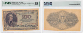 Polish banknotes 1794-1948
POLSKA / POLAND / POLEN / POLOGNE / POLSKO

100 marek (mark) polskich 1919 seria D, PMG 35 

Znak wodny w kształcie pl...