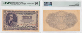 Polish banknotes 1794-1948
POLSKA / POLAND / POLEN / POLOGNE / POLSKO

100 marek (mark) polskich 1919 seria Y, PMG 30 

Znak wodny w kształcie pl...