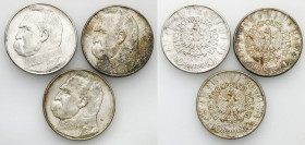 Poland II Republic
POLSKA / POLAND / POLEN / POLOGNE / POLSKO

II RP. 10 zlotych 1936 Piłsudski, set 3 coins 

Jeden egzemplarz w stanie 2-, pozo...