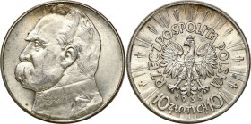 Poland II Republic
POLSKA / POLAND / POLEN / POLOGNE / POLSKO

II RP. 10 zlotych 1938 Piłsudski - RARE DATE 

Lekko czyszczone tło na rewersie, d...
