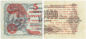 Polish banknotes 1794-1948
POLSKA / POLAND / POLEN / POLOGNE / POLSKO

5 groszy 1924 - LEWY 

Banknot bez oznaczenia serii i numeracji, nadruk na...