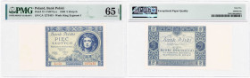 Polish banknotes 1794-1948
POLSKA / POLAND / POLEN / POLOGNE / POLSKO

5 zlotych 1930 seria CA, PMG 65 EPQ - BEAUTIFUL 

Egzemplarz w gradingu PM...
