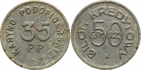 Coins of military cooperatives
POLSKA / POLAND / POLEN / POLSKO

Brześć – 50 groszy Kasyno Podoficerskie 35 Pułku Piechoty – RARITY R8 

Rzadka m...