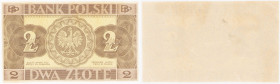 Polish banknotes 1794-1948
POLSKA / POLAND / POLEN / POLOGNE / POLSKO

2 zlote 1936 - BŁĄD DRUKU 

Papier ze znakiem wodnym, druk jedynie strony ...