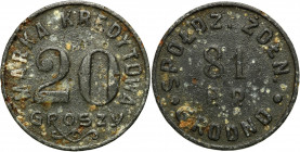 Coins of military cooperatives
POLSKA / POLAND / POLEN / POLSKO

Grodno - 20 groszy Spółdzielni Żołnierskiej 81 Pułku Piechoty - RARE 

Miejscowa...