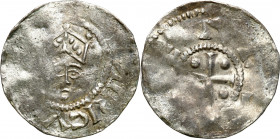 Medieval coins WORLD
GERMANY / ENGLAND / CZECH / GERMAN

Germany, Lower Lorraine, Tiel. Henry II (1002-1024). Denarius 

Aw.: Głowa władcy na wpr...