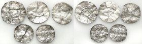 Medieval coins WORLD
GERMANY / ENGLAND / CZECH / GERMAN

Germany, 10th / 11th century. Denarius, set of 5 coins 

Popękane, gięte, słabo czytelne...