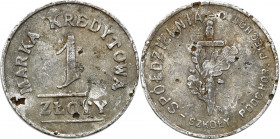 Coins of military cooperatives
POLSKA / POLAND / POLEN / POLSKO

Komorowo - 1 złoty Spółdzielni Szkoły Podchorążych Piechoty, II emisja - RARITY R8...