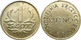 Coins of military cooperatives
POLSKA / POLAND / POLEN / POLSKO

Kutno - 1 złoty Spółdzielnia Łęczyckiego Pułk Piechoty 

III emisja, rzadka mone...