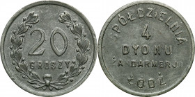 Coins of military cooperatives
POLSKA / POLAND / POLEN / POLSKO

Łódź - 20 groszy Spółdzielni 4 Dywizjonu Żandarmerii - RARE 

Ładny egzemplarz z...