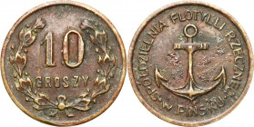 Coins of military cooperatives
POLSKA / POLAND / POLEN / POLSKO

Pińsk - 10 groszy Spółdzielni Flotylli Rzecznej 

Bardzo rzadka moneta wojskowa ...