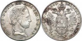 Austria
Austria, Ferdinand (1835-1848). Thaler 1845 A, Vienna 

Drobne rysy w polu. Szczegóły dobrej jakości. Rzadszy typ monety.Davenport 14; Heri...