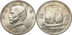 China
China, Republic. Dollar Year 22 (1933), Shanghai 

Bardzo ładnie zachowana moneta.Kann 624; KM Y 345

Details: 26,70 g Ag 
Condition: 2- (...