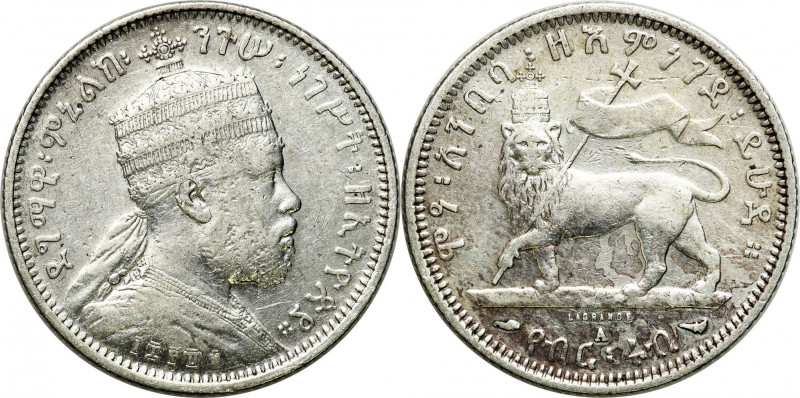 Ethiopia
Ethiopia. 1/4 Birr EE 1895 = 1903 AD 

Ślady obiegu

Details: 6,99...