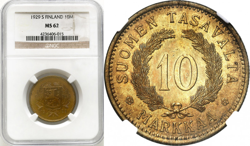 Finland
Finland 10 Markkaa 1929 NGC MS62 - BEAUTIFUL 

Mennicza moneta.NGC MS...