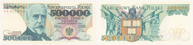 Banknotes of the Polish People Republic
POLSKA / POLAND / POLEN / POLOGNE / POLSKO

500.000 zlotych 1990 seria AB 

Złamany w pionie.Lucow 1532 (...