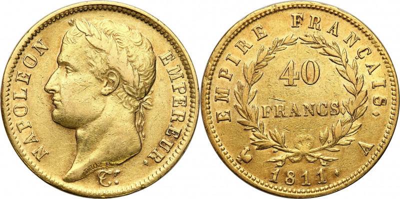 France
Napoleon Bonaparte (18041815). 40 francs 1811 A, Paris 

Ładny egzempl...