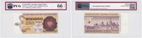 Banknotes of the Polish People Republic
POLSKA / POLAND / POLEN / POLOGNE / POLSKO

PRL 200.000 zlotych 1989 seria A, PCG 66 EPQ - POCZĄTKOWA SERIA...