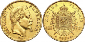 France
France, Napoleon III. 100 francs 1869 A, Paris 

Bardzo ładny egzemplarz, resztki połysku.Friedberg 580

Details: 32,21 g Au 
Condition: ...