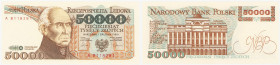 Banknotes of the Polish People Republic
POLSKA / POLAND / POLEN / POLOGNE / POLSKO

50.000 zlotych 1989 seria A 

Poszukiwana seria A. Pięknie za...