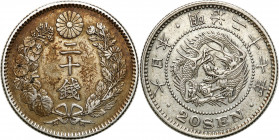 Japan
Japan. 20 Dream 1894 

Patyna.KM 24

Details: 5,38 g Ag 
Condition: 2-/3+ (EF-/VF+)