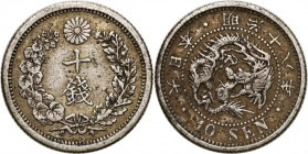 Japan
Japan. 10 Dream 1885 

Patyna.KM 23

Details: 2,70 g Ag 
Condition: 3/3+ (VF/VF+)