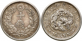 Japan
Japan. 10 Dream 1895 

Patyna.KM 24

Details: 2,68 g Ag 
Condition: 2-/3+ (EF-/VF+)