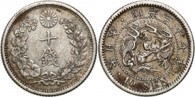 Japan
Japan. 10 Dream 1904 

Patyna.KM 23

Details: 2,66 g Ag 
Condition: 2-/3+ (EF-/VF+)