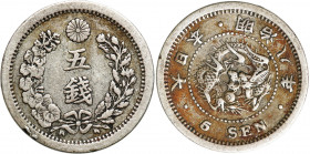 Japan
Japan. 5 Dream 1875 

Patyna.KM 22

Details: 1,37 g Ag 
Condition: 2-/3+ (EF-/VF+)