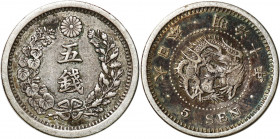 Japan
Japan. 5 Dream 1877 

Patyna.KM 22

Details: 1,29 g Ag 
Condition: 2-/3+ (EF-/VF+)