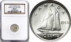 Canada
Canada. 10 cents 1947 NGC MS65 

Wariant z liściem klonowym po dacie.Mennicza moneta

Details: 
Condition: NGC MS65 (NGC MS65)