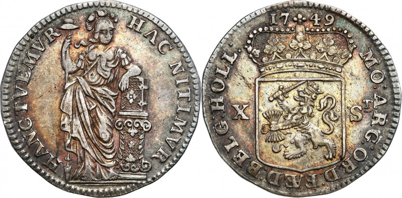 Netherlands
Netherlands. Holland. 10 Stuivers (1/2 Gulden), 1749-178 

Piękna...