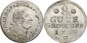 Germany
Germany. Anhalt. Victor Frederick (17211765). 8 Gute Groschen 1758 B, Bernburg 

Ślady justunku, bardzo ładnie zachowana moneta.Mann 613
...