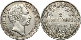Germany
Germany. Bavaria. Maximilian II Joseph (1848-1864). 1/2 guilder 1864, Munich 

Dużo połysku. Ładna moneta.Jaeger 81; AKS 152

Details: 5,...