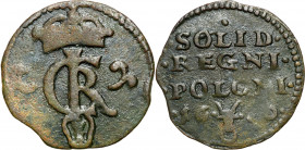 John II Casimir 
POLSKA/ POLAND/ POLEN / POLOGNE / POLSKO

Jan II Kazimierz. Szeląg 1650, Wschowa - RARE 

Aw.: Monogram królewski, poniżej herb ...