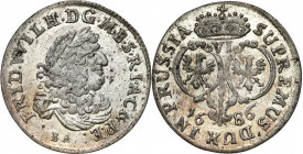 Germany
Germany, Prussia, Frederick William (1640-1688). Szstak (6 groszy) 1686 BA, Krlwiec - NO 

Moneta z blaskiem menniczym.Neumann 11.120a

D...