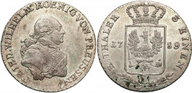 Germany
Germany, Prussia. Frederick William II (1786-1797). 1/3 thaler 1789 E, Kings 

Przyzwoicie zachowany egzemplarz. Zielonkawa patyna. Minimal...