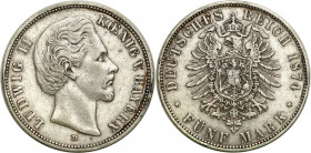 Germany
Germany, Bavaria. Louis II. 5 brands 1874 D, Munich - RARE YEAR 

Rzadszy rocznik - nakład 84.960 sztukObiegowy egzemplarz, patyna.AKS 194 ...